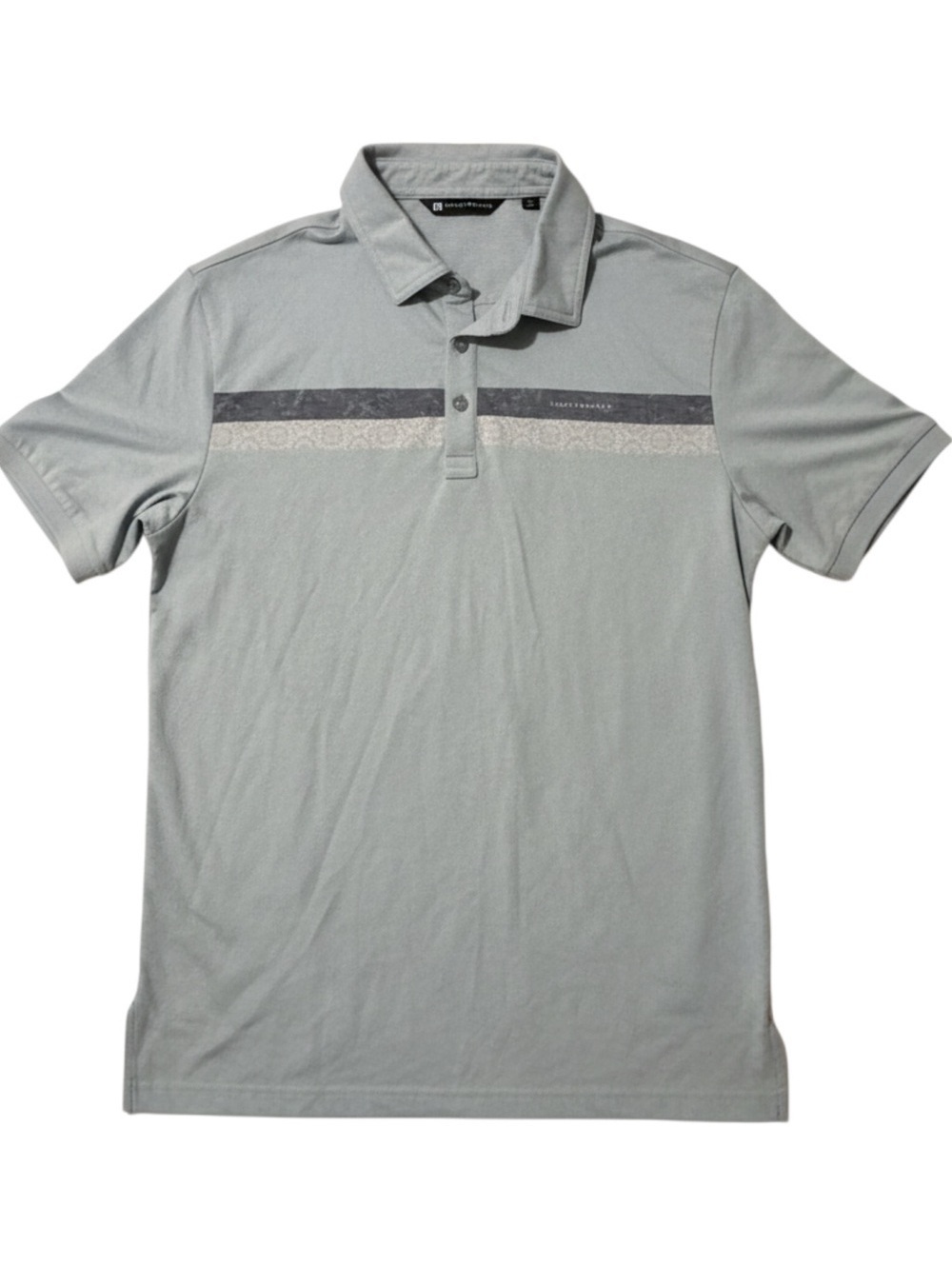 TravisMathew Men's Vintage Gray Polo Shirt with Patterned Chest Stripe